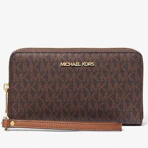Michael Kors Jet Set Signature Logo Continental Wristlet Wallet MK Phone